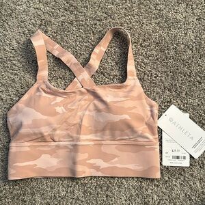 Athleta Warrior Dusty Pink Camo Sports Bra Size XS Long Line Athletic Workout